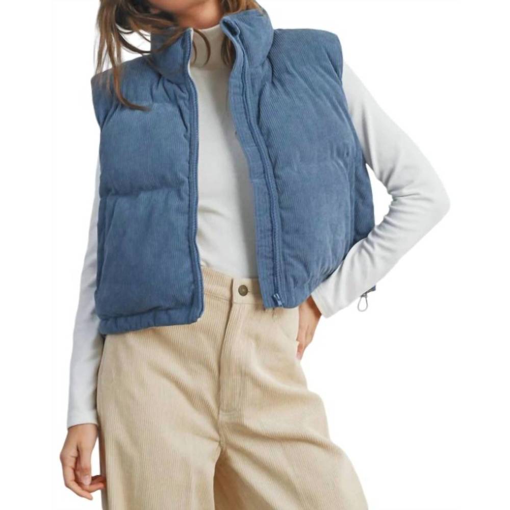 NEW BUTTERMELON adoreme corduroy puffer vest in denim